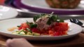 Рецепт. Салат «8 марта» с печенью трески и помидорами